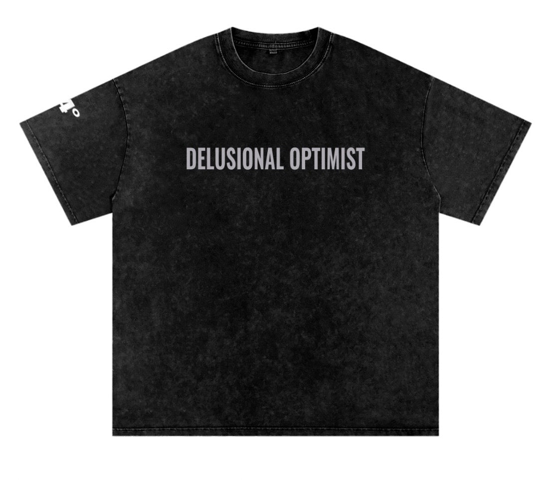 DELUSIONAL OPTIMIST Snow Washed Oversized Cotton T-Shirt - ‘Dream so big they call you Delusional’ - 94 DEGREES