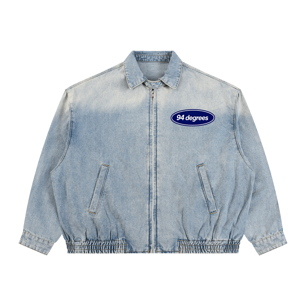 Unisex Vintage Wash Full-Zip Denim Jacket - 'Beverly Hills Denim'