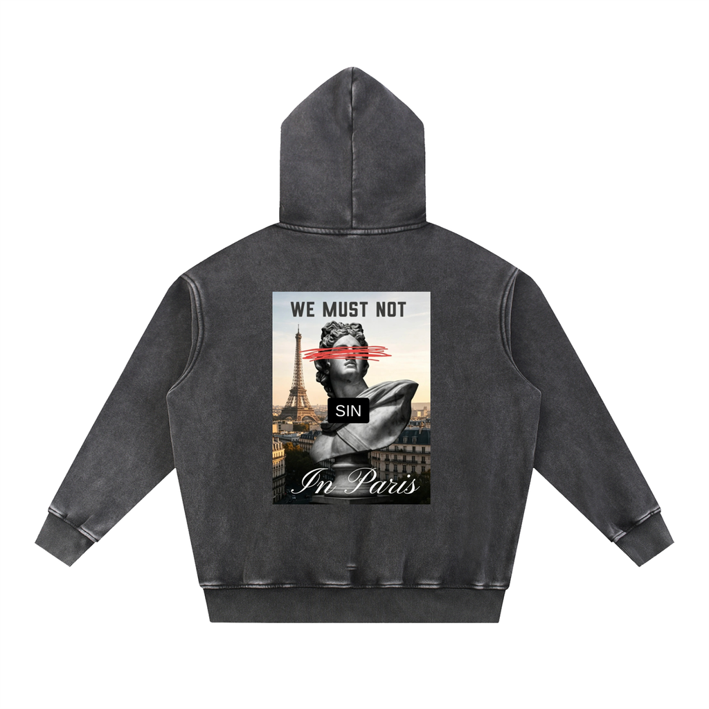 Snow Wash Fleece Oversized Hoodie + We Must Not Sin In Paris +