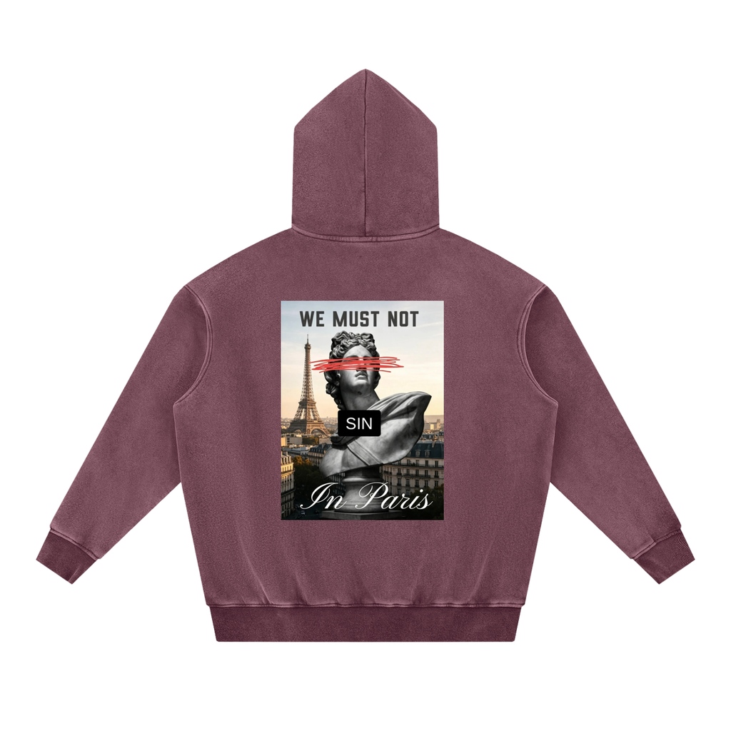 Snow Wash Fleece Oversized Hoodie + We Must Not Sin In Paris +