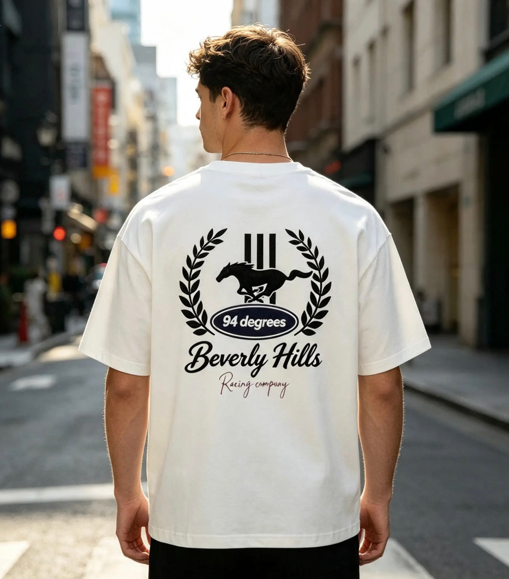 Mineral Wash Boxy Cotton T-Shirt - 'Beverly Hills'