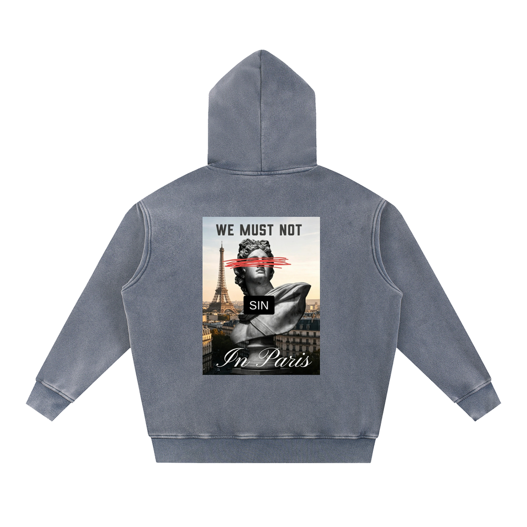 Snow Wash Fleece Oversized Hoodie + We Must Not Sin In Paris +