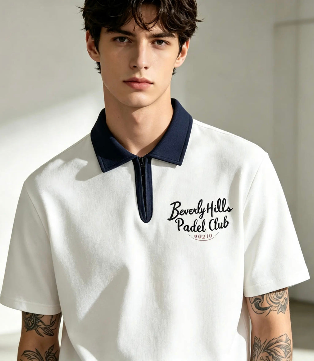 Unisex 'Beverly Hills' Color Block Quarter-Zip Polo Shirt - 94 DEGREES