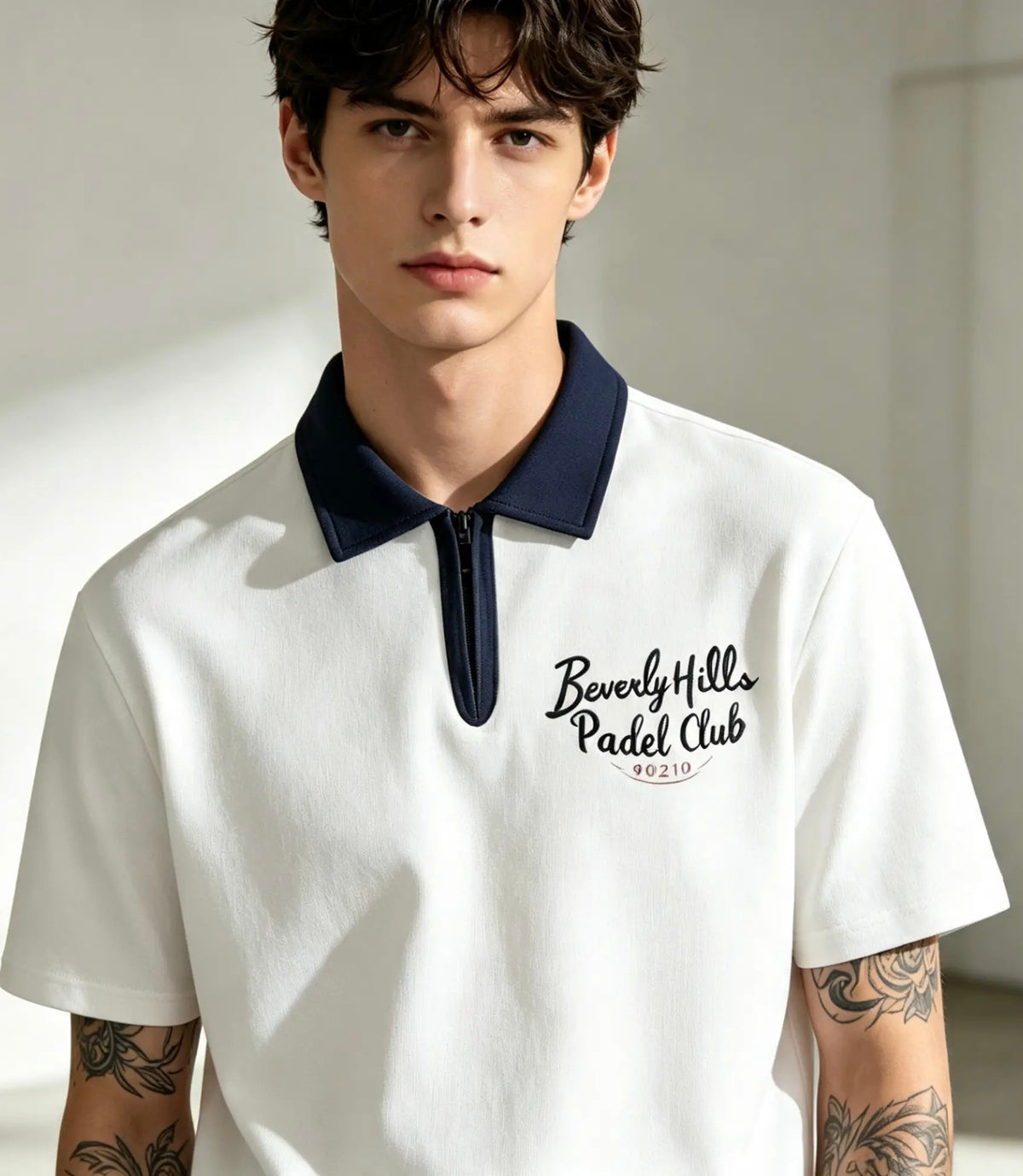 Unisex 'Beverly Hills' Color Block Quarter-Zip Polo Shirt - 94 DEGREES
