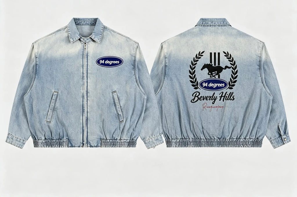 Unisex Vintage Wash Full-Zip Denim Jacket - 'Beverly Hills Denim'