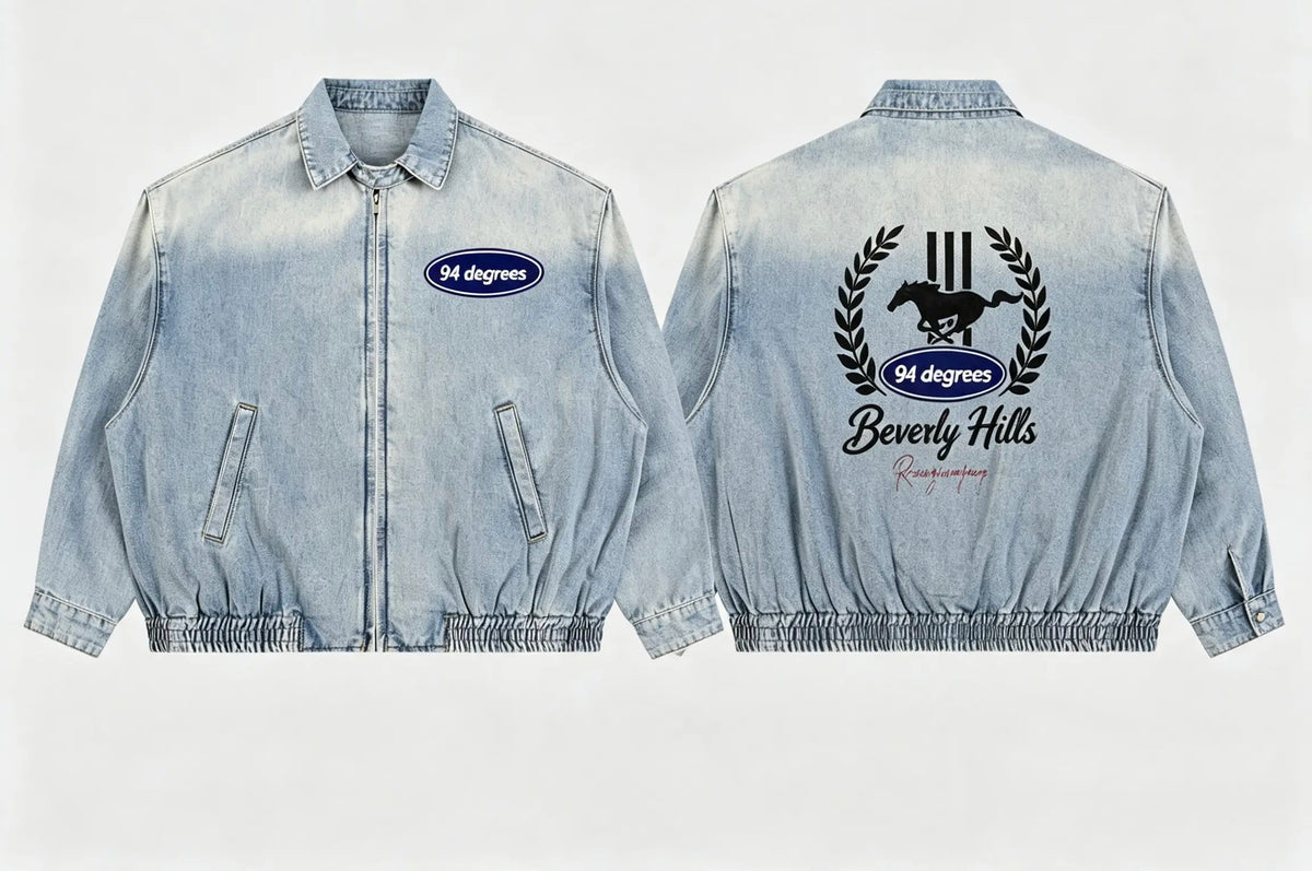Unisex Vintage Wash Full-Zip Denim Jacket - 'Beverly Hills Denim'