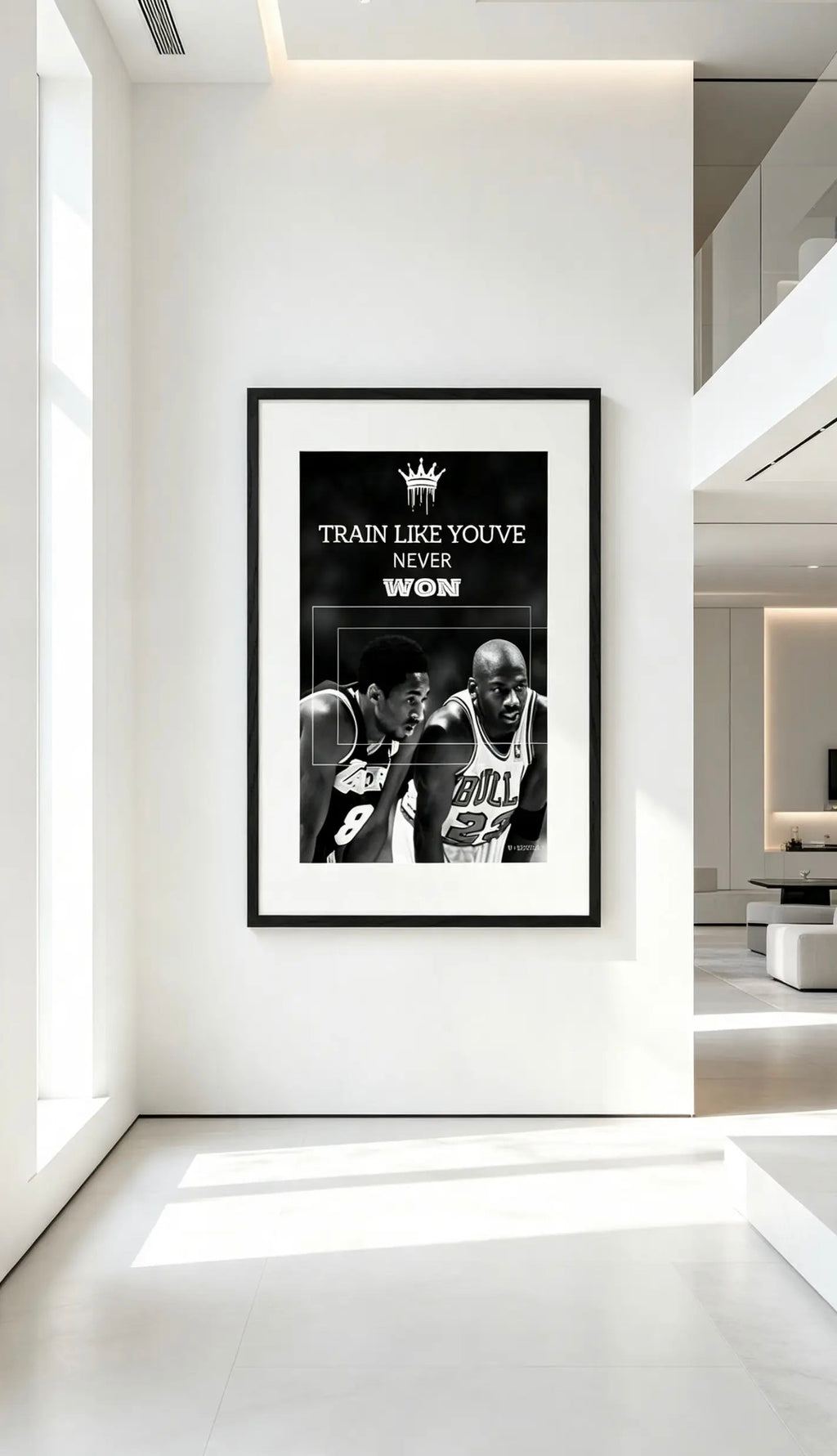 Premium KOBE/JORDAN Wooden Framed Poster With Premium Matte Paper A1 (59.4 x 84.1 cm) “Train like you’ve never won.” - 94 DEGREES