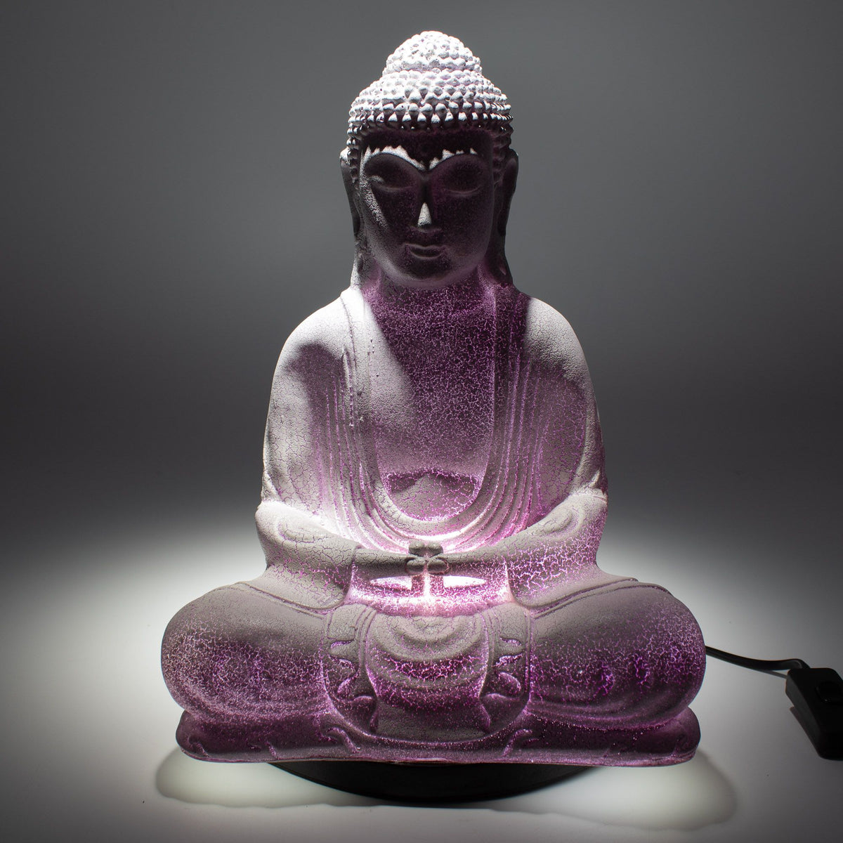 Meditation Buddha Lamp Lavender Crackle - Oval Stand - 94 DEGREES
